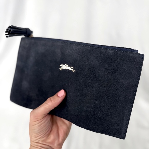 Longchamp Navy Blue Suede Wristlet - Picture 6 of 6